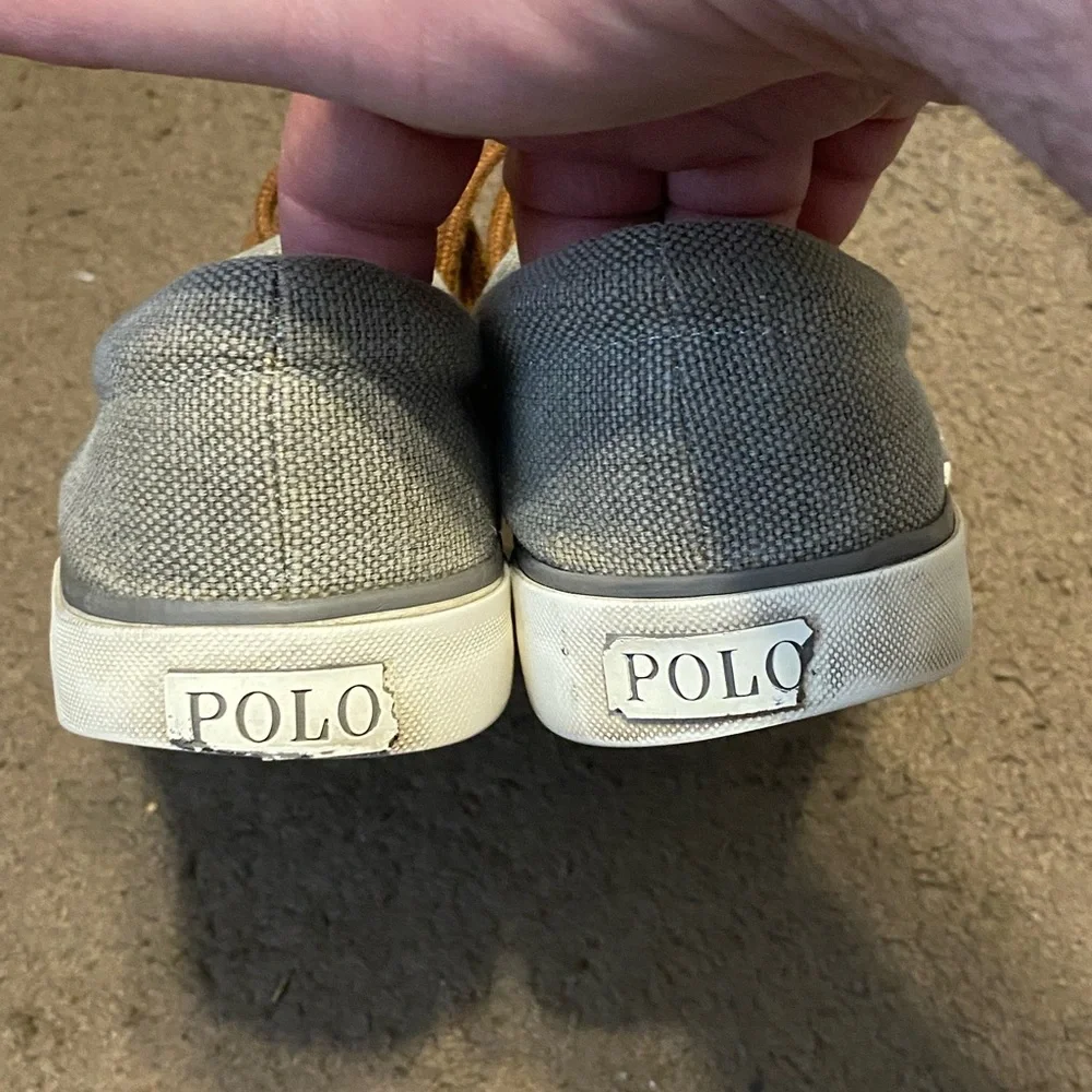 Mens Polo Ralph Lauren Forestmont II Gray White Canvas Boat Shoes Size‎ 9